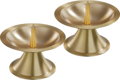 Luxe kaarsenhouder voor stompkaarsen - 2x - goud - metaal - voor kaarsen van 5-6 cm