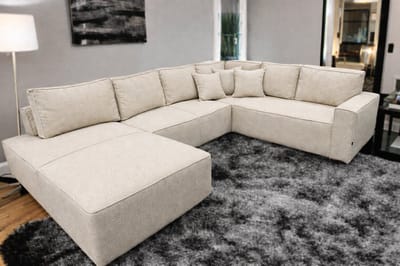 Moderne U-Vormige Hoekbank – Koningstijl - Dove Textiel – Royale Zit- en Loungebank – Inclusief Rugkussens – Luxe Bank voor Woonkamer