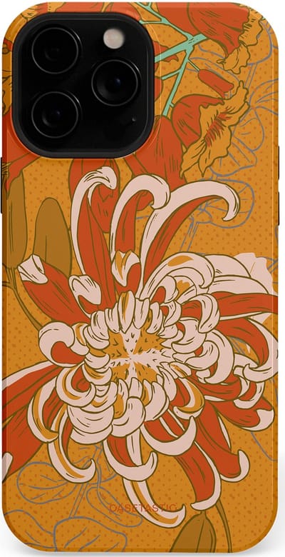 Casetastic hoesje geschikt voor Apple iPhone 13 Pro Max - MagSafe - Dubbellaagse bescherming - Bloemige lente - Fashion Case - Okergeel Terracotta Beige