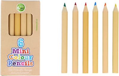 Henbrandt - Eco vriendelijke Minipotloodjes - 6 stuks- Assorti Kleuren.