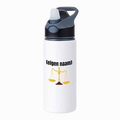 Hacebo® - rechter weegschaal waterfles met rietje zwart - Advocaat - advocaten - met eigen naam - leuk cadeau voor iemand die advocaat is - cadeau - kado - water fles - 650ML