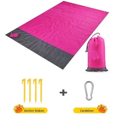2x2.1m 2x1.4m Waterdichte Zakstranddeken Ultralichte Campingmat Draagbare Opvouwbare Picknickdeken Zanddichte Buitenstrandmat 200 x 140cm pink