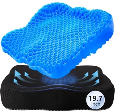 Dikker Gel Zitkussen voor Comfortabel Langer Zitten - Drukontlastend Stoelkussen tegen Rugpijn - Geschikt voor Auto, Bureaustoel en Rolstoel - Blauw, 50 cm