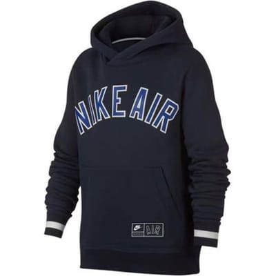 Nike Air Letterprint Kleurblok Fleece Hoodie met Lange Mouwen Kinderhoodies Marine AQ9418-451 L black