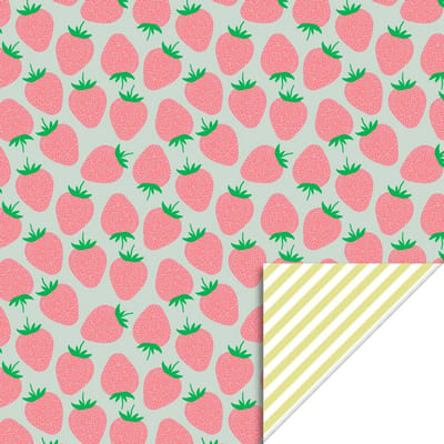 Cadeaupapier 70x300 cm - Strawberry Bright Salmon - Stripe Yellow
