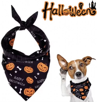 SilverAndCoco® - Halloween Sjaal Hond Versiering met Gratis Sleutelhanger | Sjaaltje Hondje Dog Decoratie Pakket Bandana Honden | Hondensjaaltje Verkleed Set Kostuum Huisdier Trick or Treat Kat