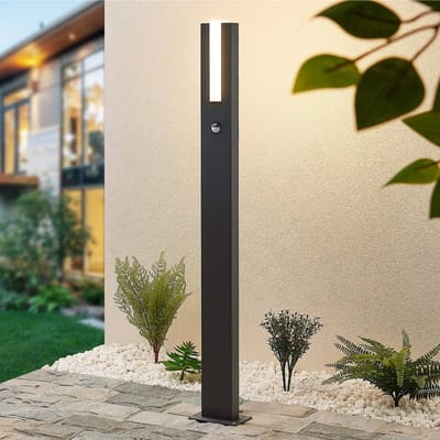 Lucande - Padverlichting, zuillampen - 1licht - aluminium, kunststof - H: 100 cm - grafietgrijs, opaalwit - Inclusief lichtbron