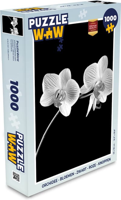 Puzzel Orchidee - Bloemen - Zwart - Roze - Knoppen - Legpuzzel - Puzzel 1000 stukjes volwassenen