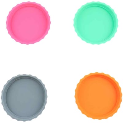 Cuhostki - 4 Stuks Siliconen Blikdeksels - Blikdop - Roze Oranje Groen Grijs - Universeel Passend Lekvrije Afdichting Met Schenkopening BPA-Vrij