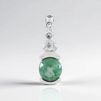Cavill - Zilveren Hanger met Mint Kyaniet Munt 0,556 Ct & Zirkonen 0,027 Ct - 925 Sterling Zilver Rond Bezel - Handgemaakt Elegante Sieraden Dames