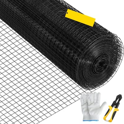 Draadgaas – 24 X 100 Voet, Verzinkt Staal, Maaswijdte 1 X 1 Inch, 16 Gauge, Vinyl Gecoat Gaas met Kniptang En Handschoenen, Ideaal voor Tuinhekken