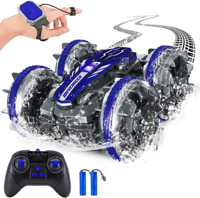 GILA Bestuurbare Auto All-Terrain - RC Auto met 2 Accu's - Waterdicht - Speelgoed Autos Jongens - Buitenspeelgoed - Race Boot Land & Water - 1,5u Speelplezier - Radiografisch