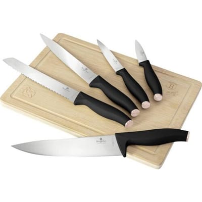 Messenset met snijplank, 6-delig, Black Rose Collection