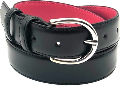 zwart leren riem - zilver gesp - 3 cm breed - maat 85 totale lengte 100 cm