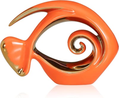Grote Oranje Keramische Vissenbeeld Sculptuur Ornament voor Huisdecoratie en Tuinaccessoires