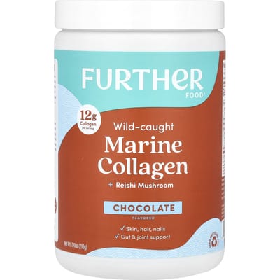 Further Food, Collagène marin naturel + Champignon Reishi, Chocolat, 210 g (7,41 oz)