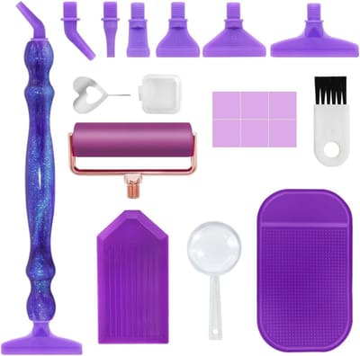Diamond Art Accessoires, Diamond Art Kits Ergonomische Diamond Art Pennen Diamond Art Painting Kit met Schroef Pen Tips Roller voor 5D Diamond Paint - Paars