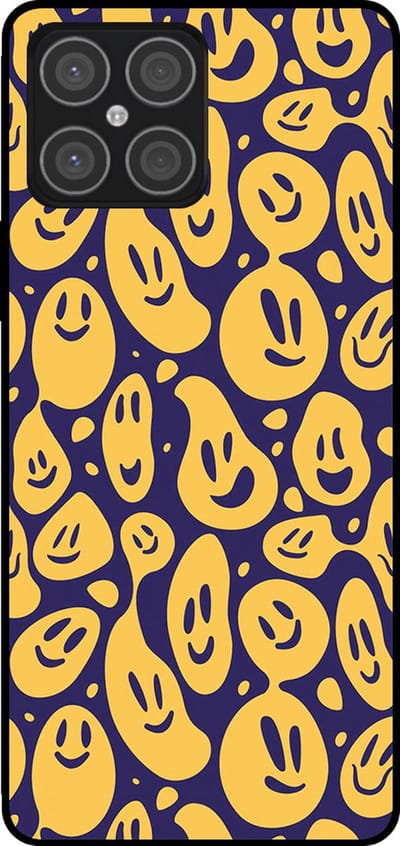 Smartphonica Telefoonhoesje Geschikt voor Huawei Honor X8 4G met smiley opdruk - TPU backcover case emoji design - Paars Geel geschikt voor Huawei Honor X8