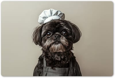 Placemats 45x30 cm - Placemat kunststof - 1 stuk - Kokskleding - Zwart - Hondje - Borden onderleggers - Decoratie voor op tafel - Keuken tafeldecoratie accessoires - Vinyl onderlegger - Tafelversiering
