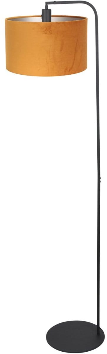 Vloerlamp Stang 4793ZW met gouden velours kap - Modern design, kantelbaar, hoogte 152 cm, zwart met gouden velours - Steinhauer