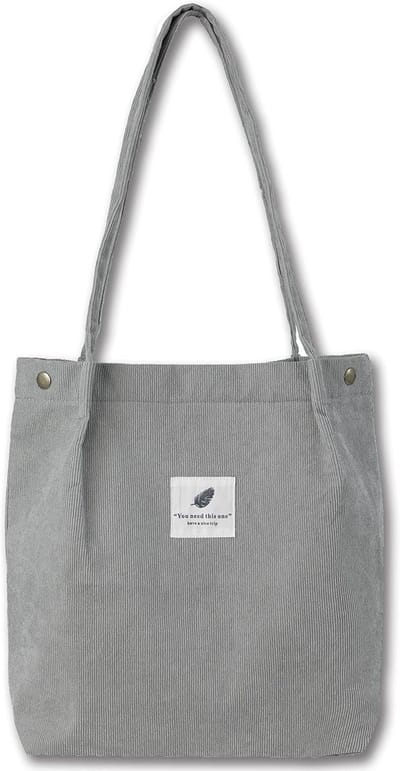 Grote corduroy tas - Schoudertas dames - Dagelijks gebruik - Ultra lichtgewicht - 34 x 30 cm - Bruin