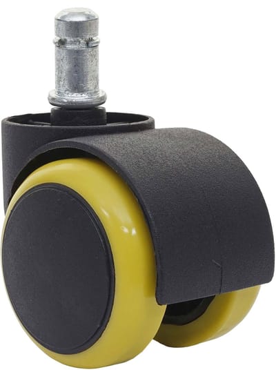 Set van 5 harde vloerwielen MCW-H86, bureaustoelwielen, stoelwielen, belastbaar tot 150 kg, Ø 11 mm ~ geel