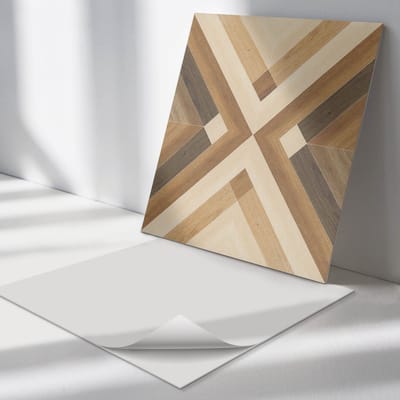 Wallfluent Vinyl Tegels - Geometrisch Geruit Patroon Vloer Tegels PVC - 30 cm x 30 cm - Bruin PVC Tegels - Verpakking van 9 stuks - Vierkant PVC Tegels - Texturen Plaktegels - Zelfklevende PVC Tegels - Plaktegels Keuken en Badkamer