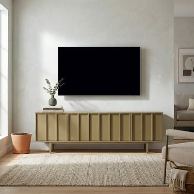 TV-meubel Travis Taupe/Groen - Modern Design - 4 deuren - Greeploos