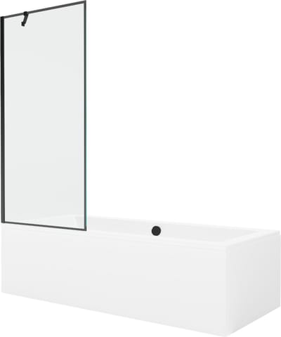 Mexen Cube rechthoekig bad 170 x 80 met omkasting en éénvleugelig scherm 80 , zwart patroon - 550517080X9508007070