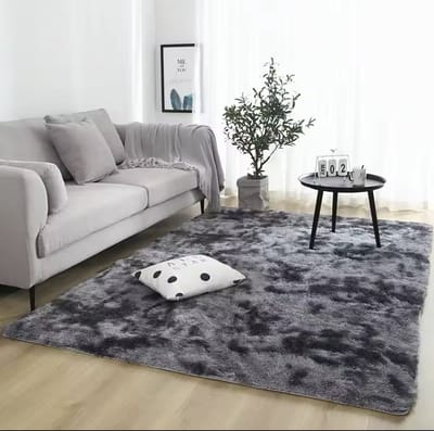 Hoogpolig Vloerkleed - Decoratief Kleed - Grijs/Blauw - 40x60 cm - Pluche - Antislip - Multifunctioneel - Gemakkelijk schoon te maken - D1.4