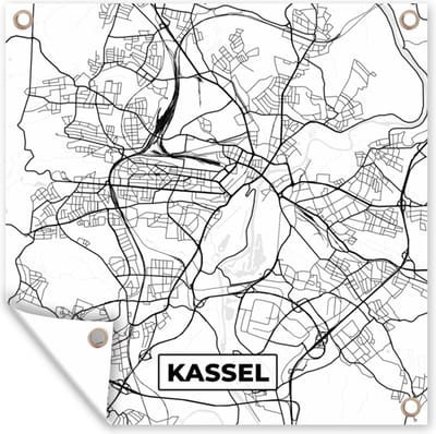 Tuin poster Kassel - Plattegrond - Kaart - STadskaart - 200x200 cm - Tuindoek