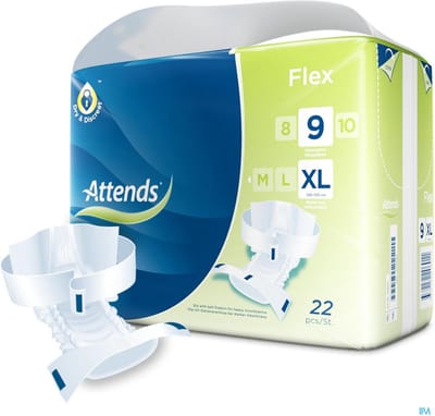 Attends Flex 9 Xlarge | Incontinentieverband met Heupband | 22 Stuks