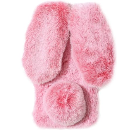 Casies Bunny telefoonhoesje - Geschikt voor Apple iPhone SE (2022 / 2020) / 8 / 7 - Frozen Pink - konijnen hoesje softcase - Pluche / Fluffy
