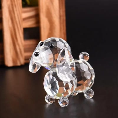 Kristallen Hondenbeeldje Briefpapiergewicht Handwerk Collectie Geslepen Glas Ornament Beeld Dier Geschenken voor Kinderen Kerst Bedankjes 55*71*68mm transparant