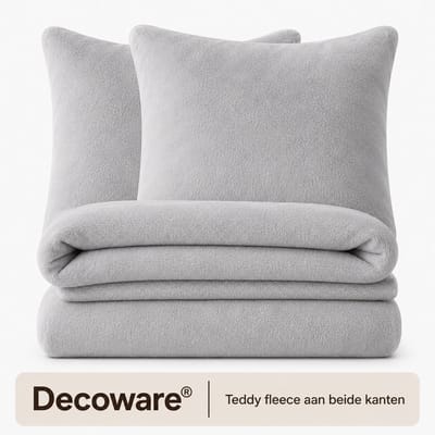 Decoware® Teddy Fleece Dekbedovertrek - Grijs - Tweepersoons - 200x220 cm + 2 Kussenslopen 60x70 cm - Dubbelzijdig - Heerlijk Warm