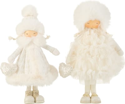 J-Line figuur Meisje Staand - textiel - wit - small - 2 stuks