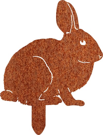 Ferdec - Konijn met grondpin - silhouet van cortenstaal