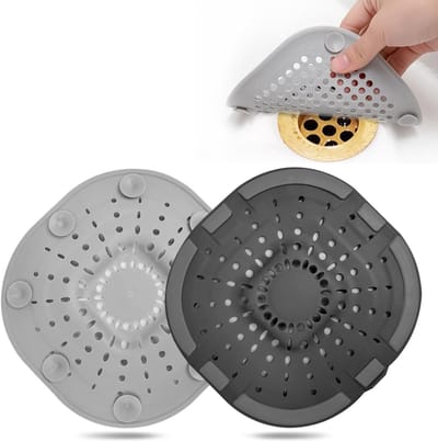 Haarafvoervanger Douche - Haarstopper Badkuip - Voorkomt Verstoppingen - 8 Sterke Zuignappen - 15x15 cm - Zwart Grijs