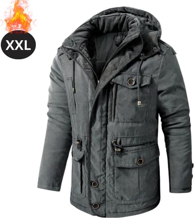 Livano Winterjas - Parka - Heren - Winter - Jas - Volwassen - Stijlvol - Met Capuchon - Grijs - XXL
