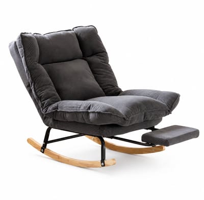 Innovastore Schommelstoel - Relaxstoel - Loungestoel - Relaxfauteuil - Binnen en Buiten - Voetenbank - Volwassenen - Grijs