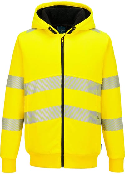 Portwest PW321 Hi-Vis Winter Hoodie met rits PW321 - Geel - 4XL