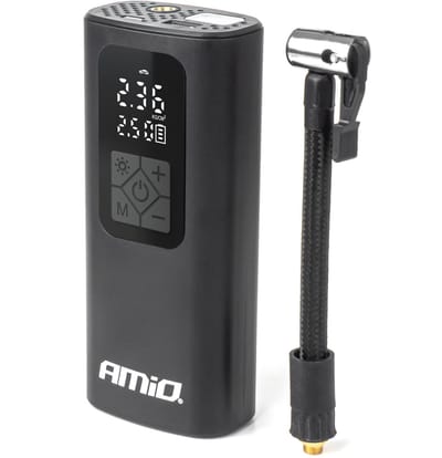 AMiO Draagbare Luchtcompressor USB-C 40W LED Display - Draadloze Bandenpomp voor Auto Motor Fiets en Ballen 10 Bar