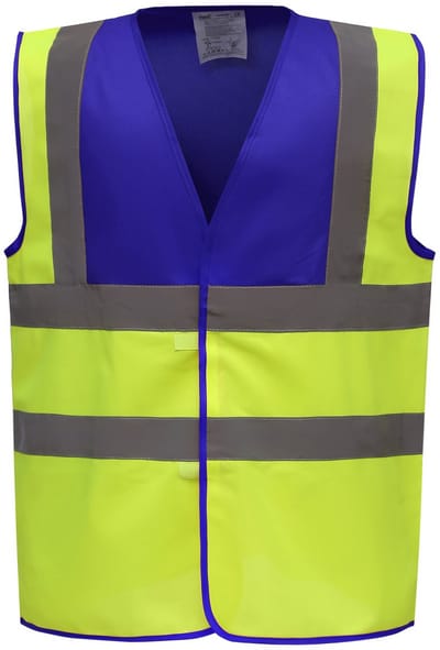 Yoko Signalisatievest met 2 Banden & Bretels YHVW100 - Royal Blue / Hi Vis Yellow - S