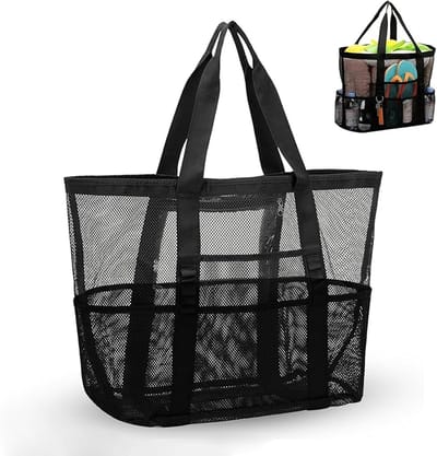Vouwbare Mesh Tas voor Strandspellen, Lichtgewicht en Ademend, Ideaal voor Zwembad, Vakantie en Strand met Grote Capaciteit