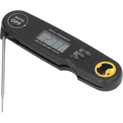 Voedselthermometer Opvouwbaar Waterdicht Elektrische Vleesthermometer Sonde Snelle Temperatuurmeting zwart