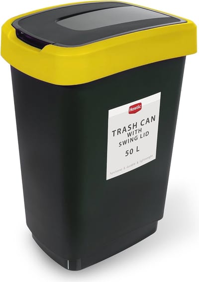 Vuilnisemmer met Kanteldeksel - 50 Liter, Kunststof Afvalcontainer - Hygiënische Oplossing voor Thuis, Kantoor en Openbare Ruimtes