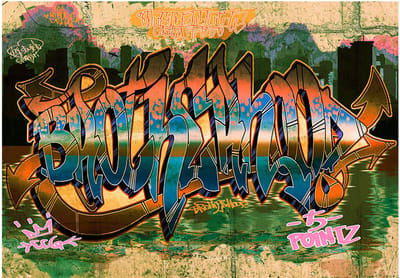 Fotobehangkoning - Behang - Vliesbehang - Fotobehang Straatkunst Graffiti - 150 x 105 cm