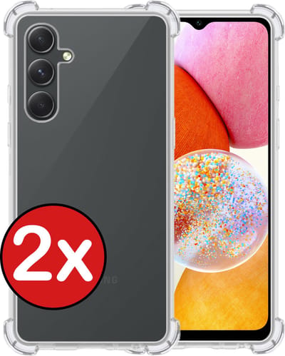 Hoesje - 2 Stuks - Geschikt voor Samsung Galaxy A14 - Sterk & Shockproof - Back Cover - Siliconen Case - Telefoon Hoes Shock Proof - Telefoonhoes - Transparant