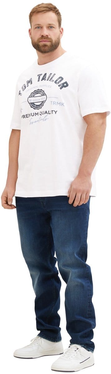 Tom Tailor - Plus Size - T-shirt met logo-print - Maat 5XL - White