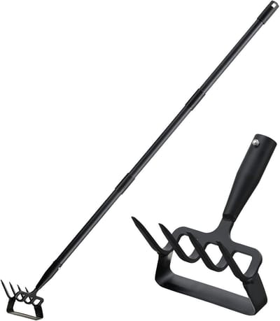 Tuingereedschap - Handegereedschap - Onkruid wieden - Dubbele functie - 120 cm steel - Zwart